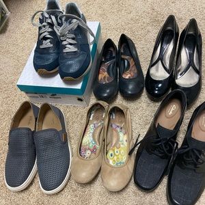 6 pairs size 8 shoes Clarks Naturalizer Olukai Aetrex